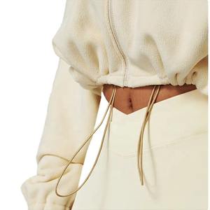 Sweat-shirt à capuche uni et pantalon avec fermeture éclair et logo personnalisé pour femmes, survêtement en polaire pour femmes à vendre, OEM - Product Image 3