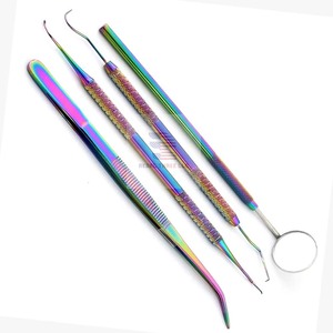 4 Pcs Dental <b>Instrument</b> Kit Teeth Scraper <b>Mouth</b> Mirror Probe Scaler Tweezers Dental Examination Set - Product Image 2