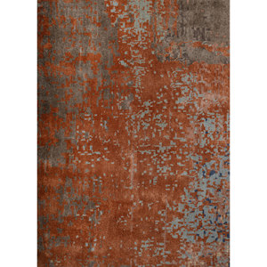 Kavi Blue Hand Knotted Wool Bamboo Silk Rug Chaos Theory Home Abstract 10mm Living Room Hallway Decorations - Product Image 3