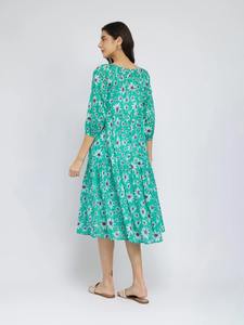 Indien main bloc Floral imprimé coton robe nouvelle mode été tenue décontracté pour mariage à la main naturel taille tissé tissage - Product Image 5