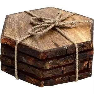 Posavasos de té de resina de diseño superior Posavasos de madera de Acacia de resina epoxi de diseño único para posavasos de café té bebida - Product Image 1