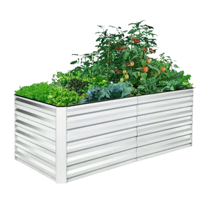 Cama de jardín elevada corrugada de 8x3x2 pies para maceta de flores y verduras, cama elevada de acero para jardinería, caja de jardín de Metal para frutas - Product Image 1