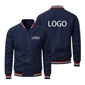 Nouvelle veste bomber en tricot d'hiver pour homme avec logo personnalisé, coupe-vent, imprimé, fermeture éclair, couleur unie, mode décontractée, moto en plein air - Product Image 5