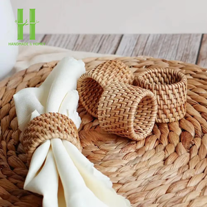 Vente chaude Rond De Serviette En Bambou Durable Écologique Style Bohème Personnaliser Tailles Variété Couleurs À La Main Table De Mariage - Product Image 2