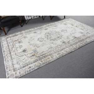 Alfombra Turca Vintage, Alfombra de 5.6x9.5 pies, Alfombra Grande con Estampado Animal en Gris - Product Image 3