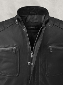 Chaqueta de cuero auténtico estilo motorista OEM para hombre, hecha a medida con logotipo, Proveedor de Ropa de etiqueta privada - Product Image 3