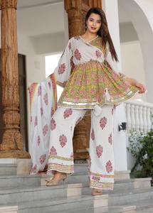 Ensemble de vêtements longs pour femmes, 2 ensembles de Kurtis indiens de styliste imprimés à manches trois quarts à la mode - Product Image 2