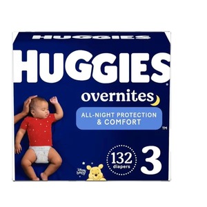 Pour Huggies Overnites Taille 3 Couches de nuit 132 pour 16-28 Lbs en coton Produit de couche pour bébé - Product Image 2