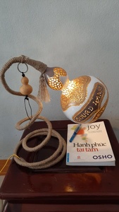 โคมไฟตกแต่งทรงน้ำเต้าคุณภาพสูงขายดี: โอบกอดความอบอุ่นจากธรรมชาติและแสงช่างฝีมือวางจำหน่ายแล้วตอนนี้-ดอกบัวสีน้ำเงิน - Product Image 4