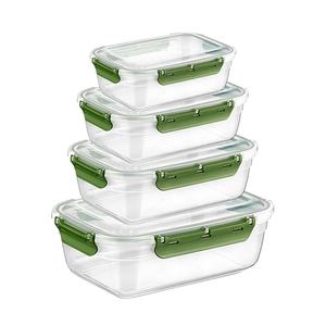 Transparent 4-Colored Rectangular Airtight Eco-Friendly Stackable Durable Silicone Sealing BPA-Free Leak-Proof <b>Plastic</b> <b>Storage</b> - Product Image 1
