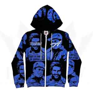 Pull à capuche épais imprimé blanc 100% coton sweats à capuche goutte épaule cordons lourds surdimensionnés sweats à capuche pour hommes - Product Image 4