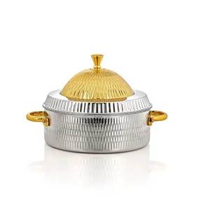 Pot en acier fini martelé argenté Casserole faite à la main de qualité supérieure Réchauffeur d'aliments de luxe pour la maison et le mariage - Product Image 2