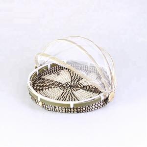 Round seagrass food covers natural sea grass tray with mesh weave straw cloche for foods storage - Product Image 3