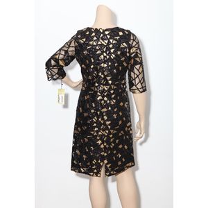 Taglie forti 3748 abito da sera corto nero-oro