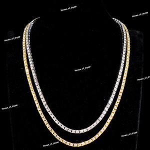 Collar de cadena tipo tenis con corte redondo, estilo diamante moissanita, cadena con incrustaciones de diamantes, joyería de plata de ley 925 para uso diario unisex. - Product Image 3