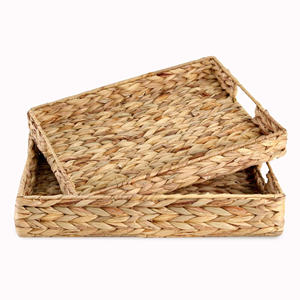 Nuevos diseños de bandejas tejidas para servir el desayuno, fabricante mayorista de bandejas de jacinto de agua, el precio más bajo - Product Image 6