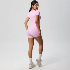 Women's 2-Piece Workout Set - Short <b>Sleeve</b> Yoga Tee & Shorts <b>for</b> <b>Gym</b>, Running, Fitness | Quick-Dry Activewear - Product Image 3