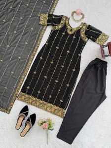 Recién llegado, conjunto de pantalón Kurti de 3 piezas con Dupatta de diseñador y tela cómoda, Ideal para fiestas y funciones de moda étnica - Product Image 3
