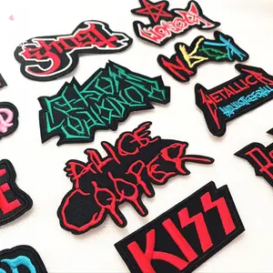 Rock Music Badges Hippie Punk Stickers Custom Large Iron On Embroidery Patches For Clothes