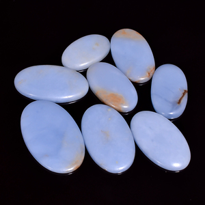 Vente en gros de pierres précieuses naturelles angélite taillées sur coussin pierres de guérison bleues polies lisses pour la fabrication de bijoux coupe ovale - Product Image 1