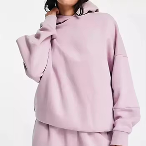 Sudadera con Capucha Extra Grande Rosa con Logotipo Personalizado de Alta Calidad de Fabricación OEM, Sin Cordones, de Felpa de Algodón Grueso para Mujer - Product Image 1