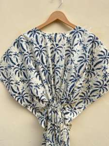 Vestido Kfatan de algodón 100% hecho a mano indio para mujer, ropa de dormir informal con estampado Floral, ideal para vacaciones en la playa de invierno, otoño y primavera - Product Image 6