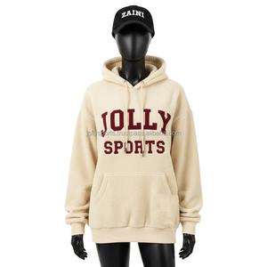 Sudadera con capucha para mujer, tejido polar de 300 g/m², color beige cálido, bordado con logotipo personalizado, estilo urbano, sudaderas básicas para mujer - Product Image 6