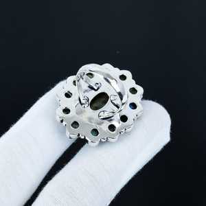 Floral Design Trending Solid 925 Sterling Silver Handmade Wedding <b>Rings</b> Natural <b>Labradorite</b> Flower Shape Gemstone Party Classic - Product Image 2