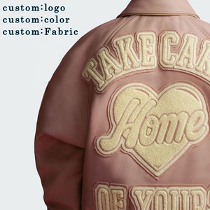 19-Vestes universitaires unisexes pour l'université Veste OEM en laine et cuir avec logo personnalisé Chenille Patch Letterman Bomber Style - Product Image 2