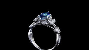 แหวนหมั้นทรงมาร์ควิสสีน้ำเงินประดับเพชรทรงมาร์ควิสข้างๆ ที่เพาะเลี้ยงในห้องปฏิบัติการ ได้รับการรับรองจาก IGI |   เครื่องประดับงานแต่งงานและงานหมั้น - Product Image 5