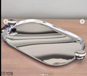 Top Tendance Design Moderne Argent Décoratif Lave-Vaisselle Contact Alimentaire Sûr Plateaux De Service Rectangle Forme En Gros Inde - Product Image 2