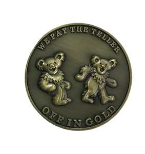 Pièce de monnaie commémorative personnalisée en métal avec logo, plaquée or, impression typographique, thème patriotisme, finition antique - Product Image 2