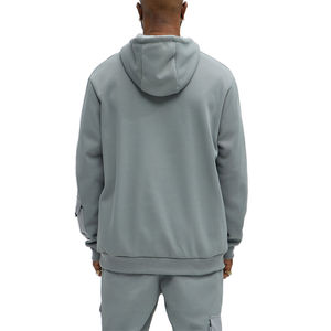 High Quality Long Sleeve Boxy <b>Metal</b> <b>Button</b> Hole Printed Sweatshirt Cross Applique Embroidered Spray Washed Man Hoodie - Product Image 5