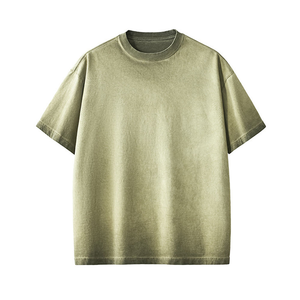 T-shirt vintage personnalisé délavé à l'acide pour homme, 220 grammes, motif uni, logo frontal, style streetwear vieilli - Product Image 1