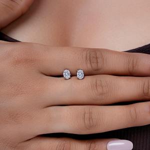 Meilleure offre, boucles d'oreilles en diamant de laboratoire de taille ovale certifiées IGI, avec boucles d'oreilles solitaires en or 14 carats pour femmes, bijoux - Product Image 3