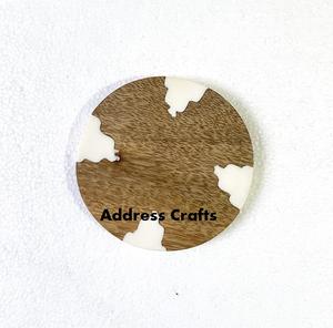 Posavasos de madera de acacia hecho a mano adornos creativos de madera de resina para la ceremonia del té del café estera de aislamiento antiescaldado grabado - Product Image 3
