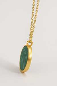 จี้หินมาลาไคต์ทรงเรขาคณิตแบบมินิมอล ดีไซน์ทันสมัย ตัวเรือนทองคำแท้ 14K ชุบโรเดียม สไตล์อินเดีย - Product Image 3