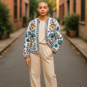 Veste indienne Suzani pour femmes Boho Chic matelassé brodé Kantha Coat Ethnic Style Outerwear - Product Image 1