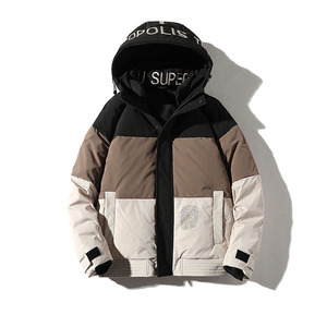 MANLORIC Thick Patchwork Hooded <b>Men's</b> Winter Casual Coat 90% <b>White</b> Duck Down Warm <b>Puffer</b> <b>Jacket</b> with Stand Collar Canvas Fabric - Product Image 5