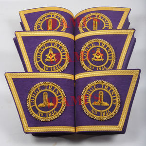 Manchons maçonniques sur mesure brodés à la main avec des paillettes dorées, aimantés, vente en gros de régalia, gauntlets pour uniformes de cérémonie - Product Image 5