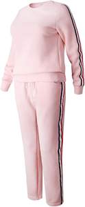 High Quality 2PCS Women's <b>Velour</b> Hooded <b>Sweatshirt</b> Pants Set Long Sleeve Stripe Design Plus Size Jogging Outfit-Wholesale Logo - Product Image 6