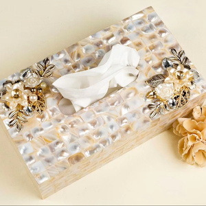 Caja de pañuelos con servilletero de nácar, caja de pañuelos decorativa Natural para mesa de comedor y decoración del hogar - Product Image 1