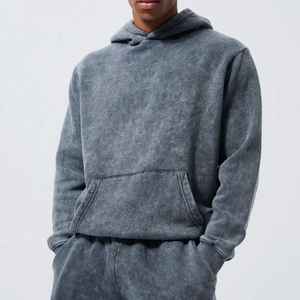 Nuevos conjuntos de sudaderas con capucha para hombre de alta calidad, jersey liso de gran tamaño, chándal lavado con ácido de lana en blanco para hombre - Product Image 3