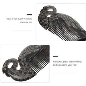 Peigne à dents larges en corne de buffle noire à poignée de qualité supérieure Peigne à cheveux en corne de buffle Peigne à corne naturelle Taille et design personnalisés - Product Image 4
