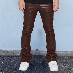 Pantalon de moto en cuir PU brillant argenté Pantalon de fête skinny pour homme fabriqué au Pakistan - Product Image 6