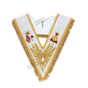 Collier de chaîne maçonnique en finition or-Support bleu Collier Regalia de haute qualité à vendre - Product Image 5