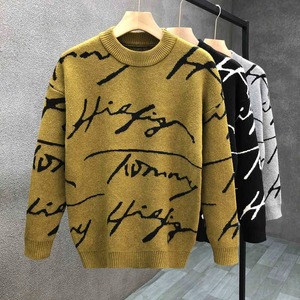 Suéter de punto superior con letras nuevas de invierno para hombre, Jersey grueso cálido de algodón personalizado a la moda para mujer - Product Image 4