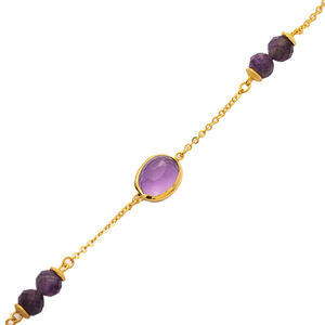 <b>Amethyst</b> Quartz Oval Gold Bezel 925 Silver <b>Bracelet</b> Jewelry Wholesale Handmade 925 Sterling Jewelry - Product Image 3