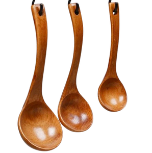 Cucharas para servir hechas a mano con estilo de madera natural con espátula en tamaño y diseños personalizados Serveware Utensilios de cocina Herramientas - Product Image 6
