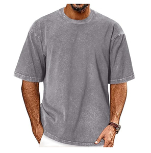 Camiseta 100% algodón para hombre, corte holgado, manga corta, tejido de punto, logotipo personalizado y color sólido - Product Image 3